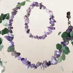 Purple jade quartz necklace and bracelet